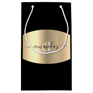 Petit Sac Cadeau Monogramme minimal Nom Gold Black Fashion Boutique