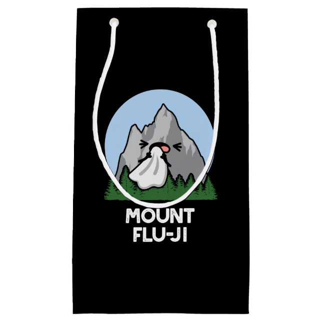Petit Sac Cadeau Monte Flu-ji Funny Mountain Pun Dark BG (Devant)