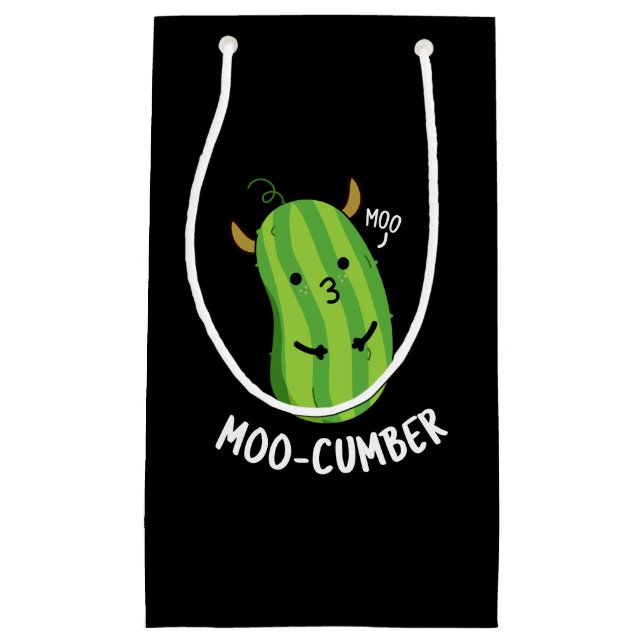 Petit Sac Cadeau Moo-concombre Funny Veggie Cucumber Pun Dark BG (Devant)