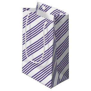 Petit Sac Cadeau Motif à cinq bandes Ultra violet et blanc