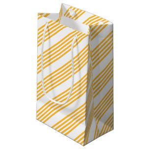 Petit Sac Cadeau Motif à cinq rayures jaune ensoleillé et blanc