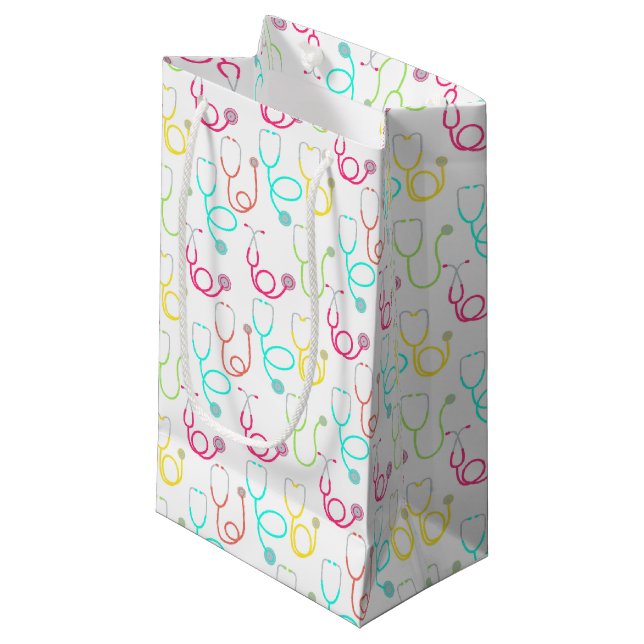 Petit Sac Cadeau Motif au néon de stéthoscope (Devant Angle)