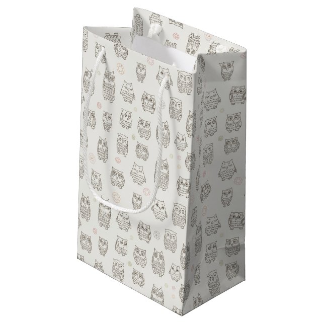 Petit Sac Cadeau Motif avec des hiboux (Dos Angle)