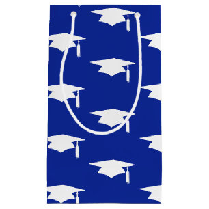 Petit Sac Cadeau Motif bleu de casquettes d'obtention du diplôme -