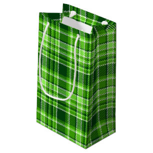 Petit Sac Cadeau Motif Checkered de couleur verte