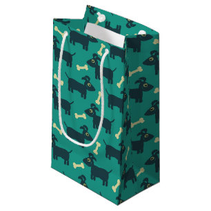Petit Sac Cadeau Motif chien mignon avec oreilles disquettes et os