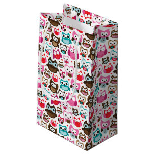Petit Sac Cadeau motif coloré de hibou