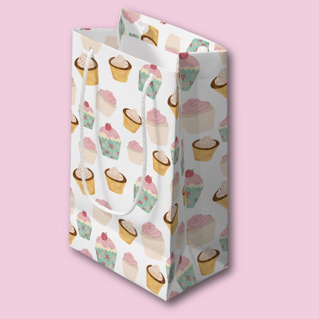 Petit Sac Cadeau Motif Cupcake (Cupcake gift bag - different sizes available.)