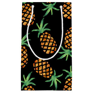 Petit Sac Cadeau Motif d'ananas tropical Noir