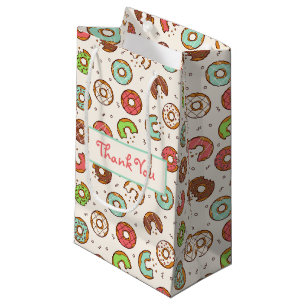 Petit Sac Cadeau Motif de beignet coloré de style rétro Merci