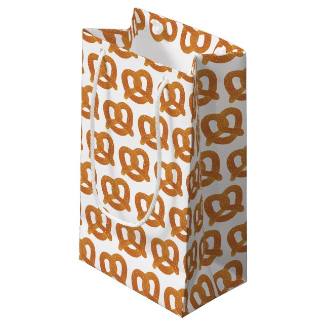 Petit Sac Cadeau Motif de bretzel (Devant Angle)