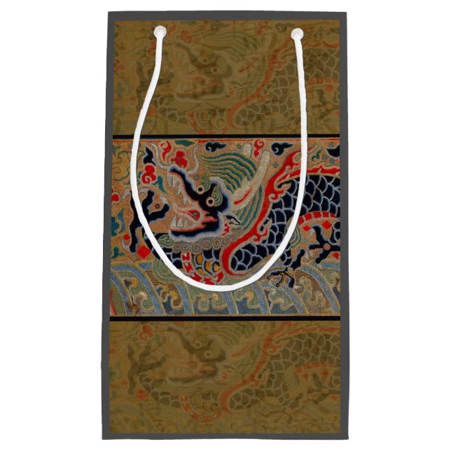 Petit Sac Cadeau Motif de broderie en soie de dragon chinois antiqu (Devant)