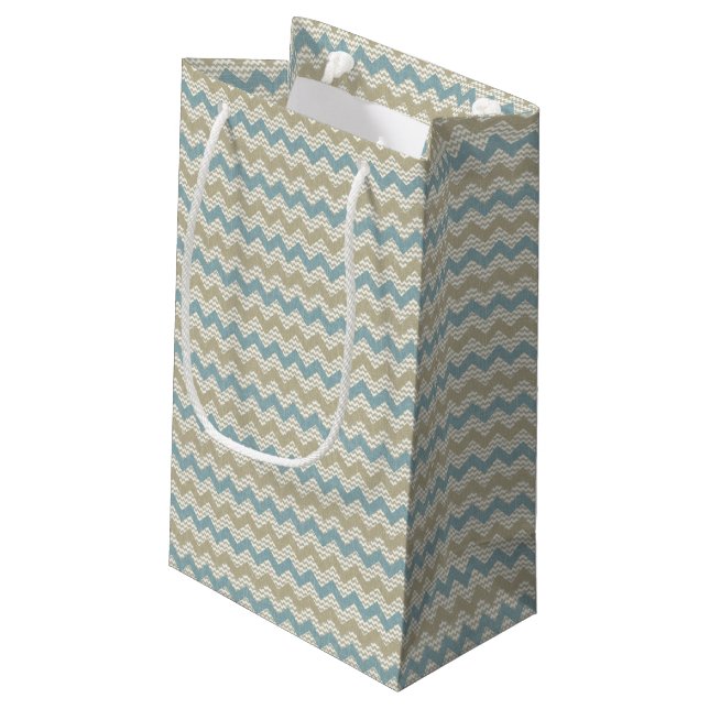 Petit Sac Cadeau Motif de Chevron sur la texture de toile (Dos Angle)