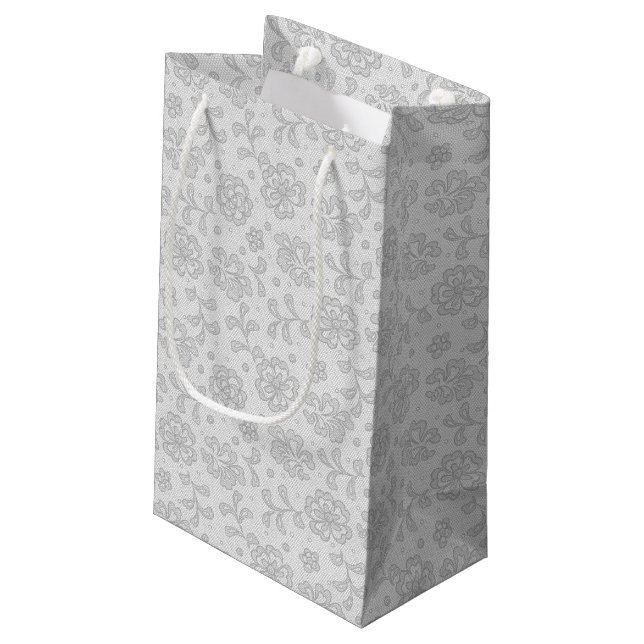 Petit Sac Cadeau Motif de dentelle, cru 1 de fleur (Dos Angle)