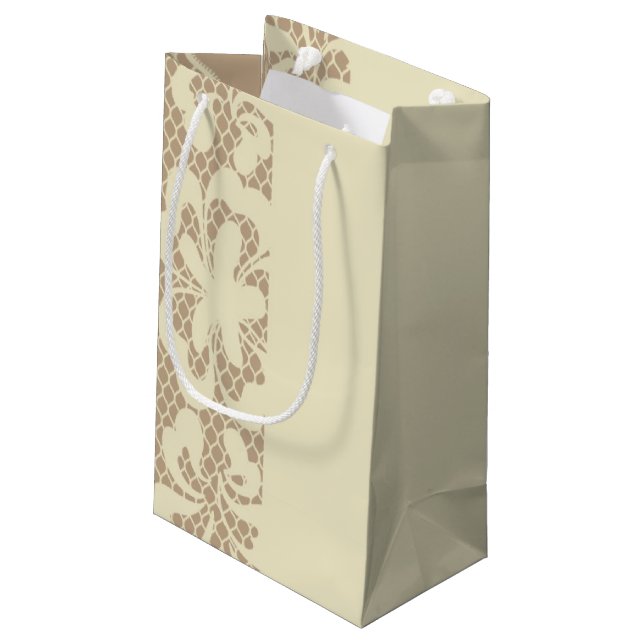 Petit Sac Cadeau Motif de dentelle, cru 7 de fleur (Dos Angle)