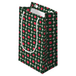 Petit Sac Cadeau Motif de fleurs de pop rétro   Vert Noël