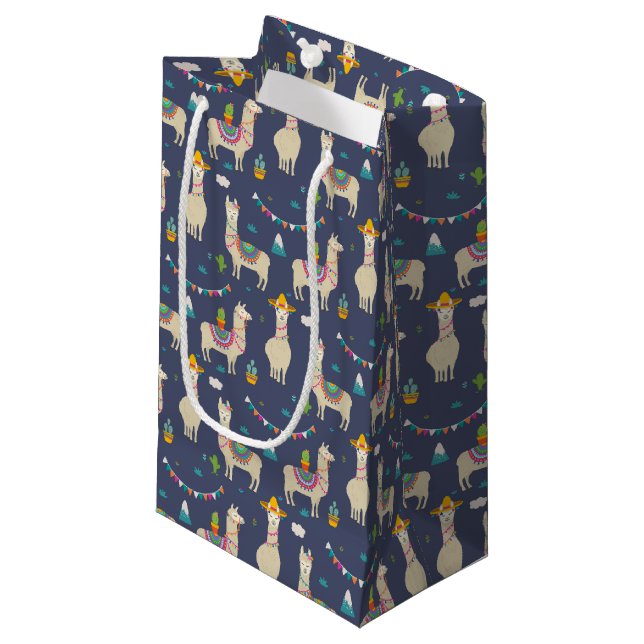 Petit Sac Cadeau Motif de lama de célébration (Devant Angle)