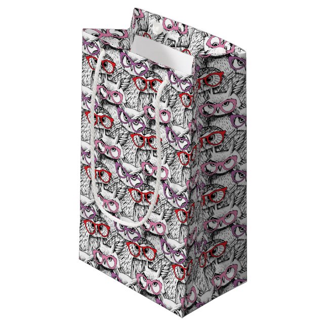 Petit Sac Cadeau Motif de lunettes de hibou (Devant Angle)
