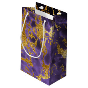 Petit Sac Cadeau Motif de marbre noir pourpre de parties