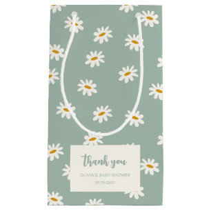 Petit Sac Cadeau Motif de marguerite verte Sage