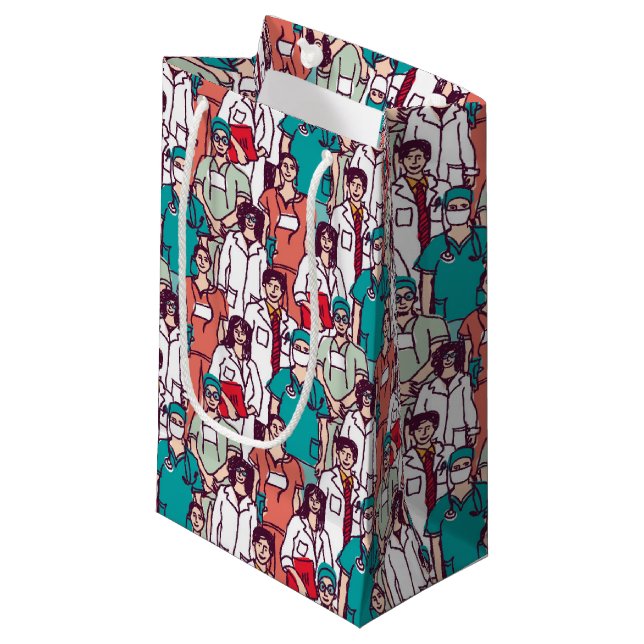 Petit Sac Cadeau Motif de médecin et de chirurgien (Devant Angle)