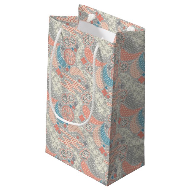 Petit Sac Cadeau Motif de style japonais. Illustration (Dos Angle)