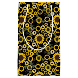 Petit Sac Cadeau Motif de tournesol A01.b BG noir