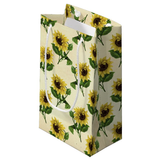 Petit Sac Cadeau Motif de tournesol rustique (Devant Angle)