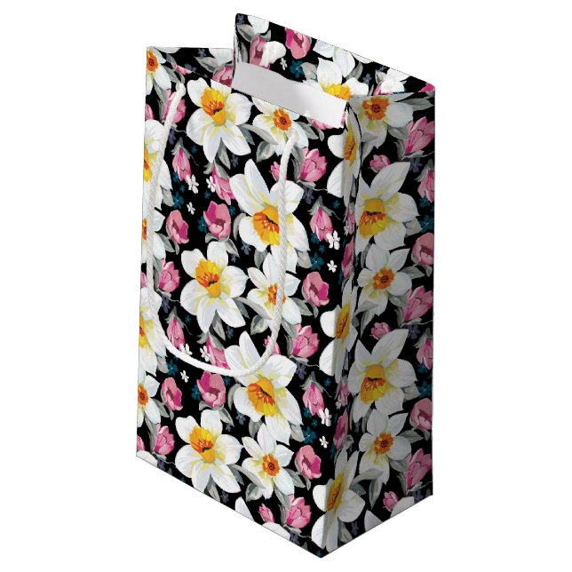 Petit Sac Cadeau Motif d'élégance avec des fleurs de narcisse (Dos Angle)