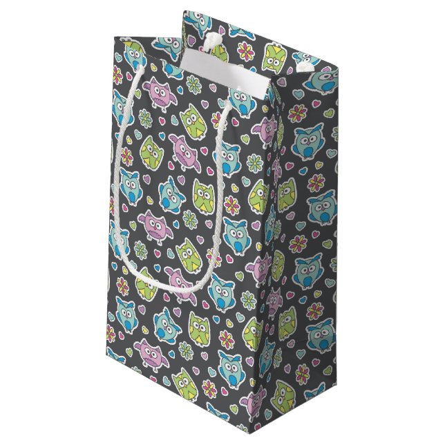 Petit Sac Cadeau motif des hiboux de bande dessinée (Dos Angle)