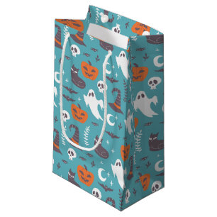 Petit Sac Cadeau Motif d'Halloween Turquoise amusant
