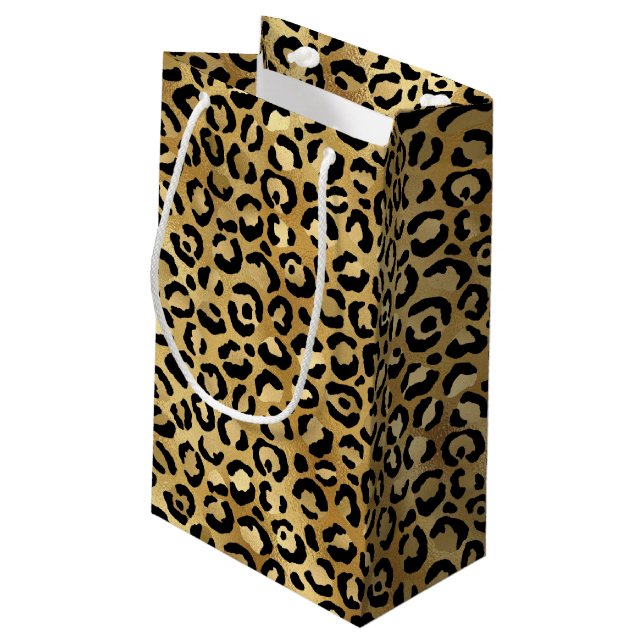 Petit Sac Cadeau Motif Empreinte de léopard sauvage et exotique (Dos Angle)