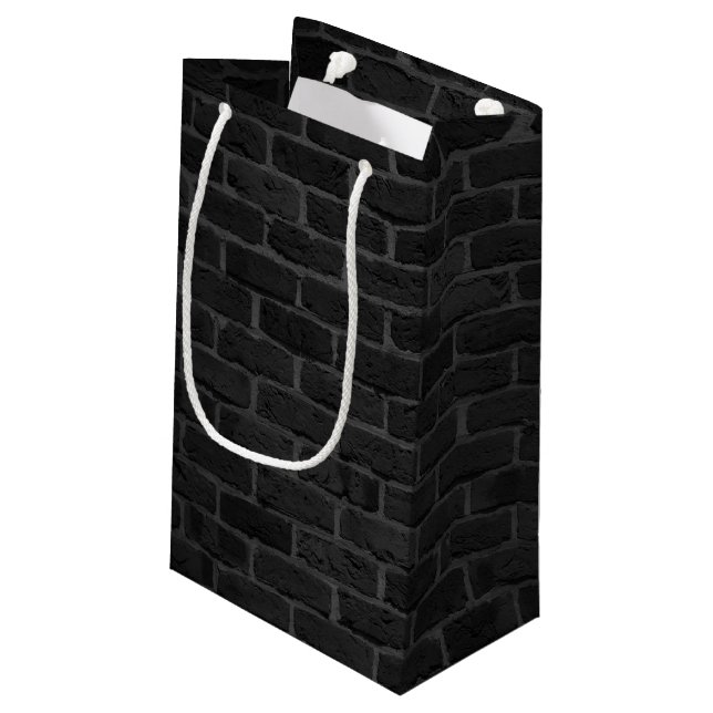 Petit Sac Cadeau Motif en brique noire (Dos Angle)
