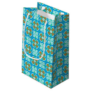 Petit Sac Cadeau Motif ethnique turquoise