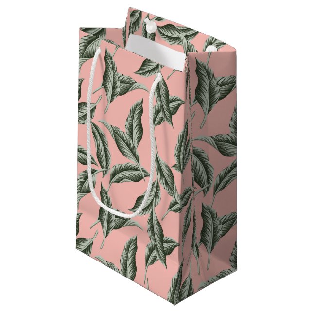 Petit Sac Cadeau Motif Feuille du jardin tropical (Devant Angle)