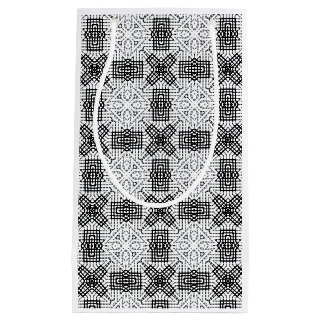 Petit Sac Cadeau Motif géométrique blanc et noir (Devant)