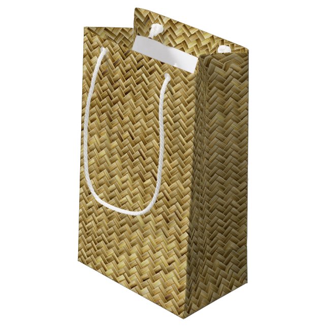 Petit Sac Cadeau Motif graphique géométrique en panier doré (Dos Angle)