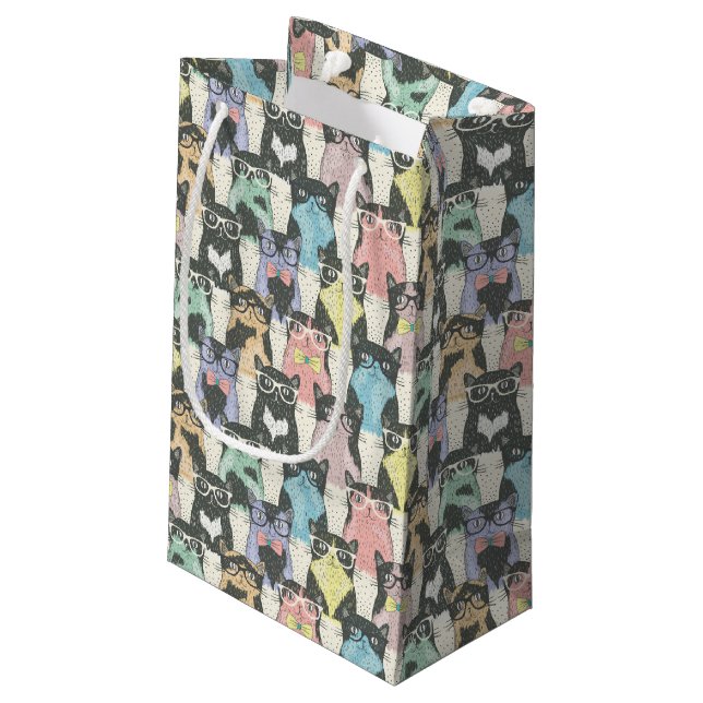 Petit Sac Cadeau Motif mignon de chats de hippie (Dos Angle)