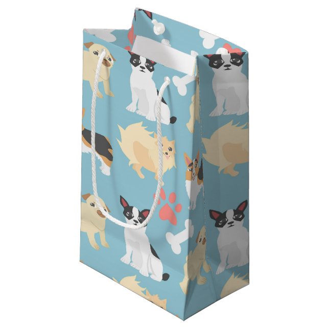 Petit Sac Cadeau Motif mignon de chien (Devant Angle)
