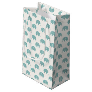 Petit Sac Cadeau Motif mignon turquoise d'éléphant