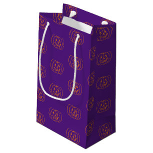 Petit Sac Cadeau Motif orange violet Jack-o'-lantern d'Halloween