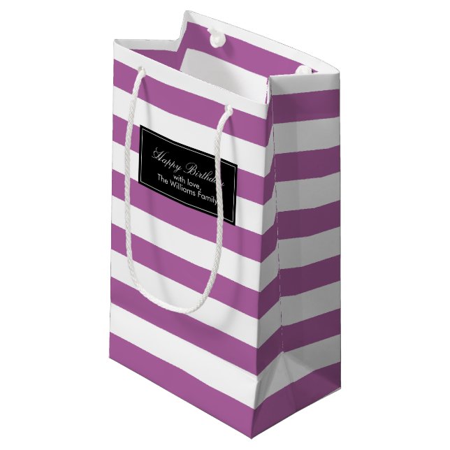 Petit Sac Cadeau Motif orchidée violet raypes (Devant Angle)