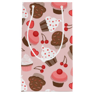 Petit Sac Cadeau Motif rose mignon de petits gâteaux, de coeurs et