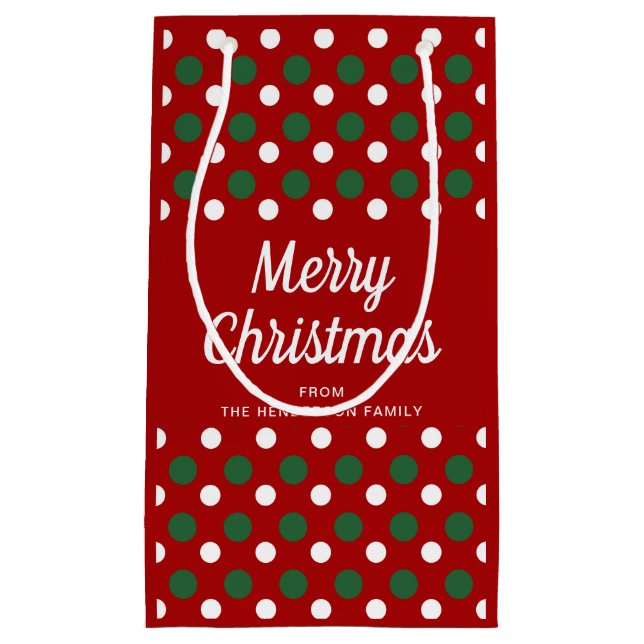 Petit Sac Cadeau Motif rouge moderne Joyeux Noël (Devant)
