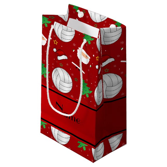 Petit Sac Cadeau Motif rouge nommé fait sur commande de Noël de (Devant Angle)