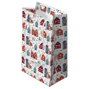 Petit Sac Cadeau Motif scandinave d'art populaire de Chambre