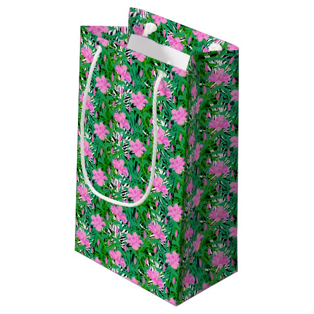 Petit Sac Cadeau Motif tropical avec des fleurs de jungle (Dos Angle)