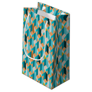 Petit Sac Cadeau Motif turquoise et orange de formes