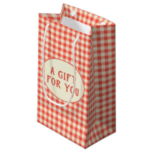 Petit Sac Cadeau Motif vintage Red Checkerboard personnalisé