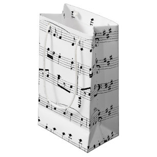 Petit Sac Cadeau Musique en feuille blanche